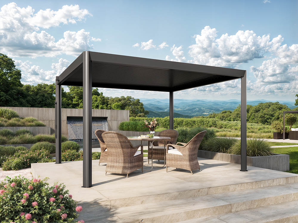 Pergola Magnus Aluminium 400 x 350 cm Anthrazit – Pergola mit verstellbaren Aluminium Hohlkammerlamellen
