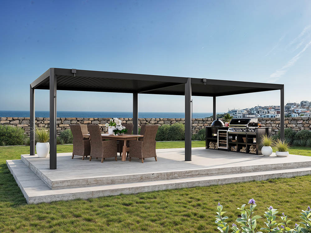Pergola Magnus Aluminium 800 x 400 cm Anthrazit – Pergola mit verstellbaren Aluminium Hohlkammerlamellen