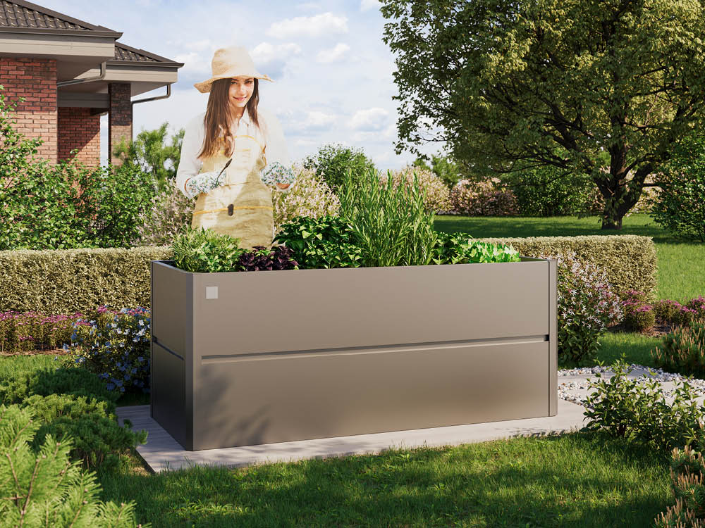 Hochtbeet aus Stahl 150x100x77 cm,  mit ...