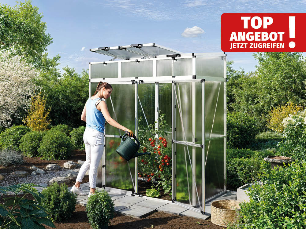 Tomatenhaus Vanessa 197 x 103 cm, Höhe: 220 cm, 16 mm Doppelstegplatten,  ideales Tomatenüberdach