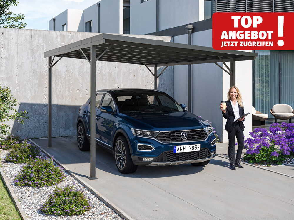 Stahl-Carport in Anthrazit, Überdachung für Ihr Auto mit ACP 3 mm Dacheindeckung, hochwertiges und stabiles Carport. Stahl-Carport in Anthrazit, Überdachung für Ihr Auto mit ACP 3 mm Dacheindeckung, hochwertiges und stabiles Carport.