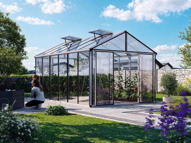 Gewaechshaus ASTERIA 24. Das Gewaechshaus klein mit 16 mm ALLTOP Plexiglas. Gewächshäuser nach eigenen Bedürfnissen konfigurierbar. Ein Glashaus der GFP Profi Gewaechshaus Serie. Ein Gewaechshaus selber bauen in den Farben Aluminium-Natur, Anthrazit oder 