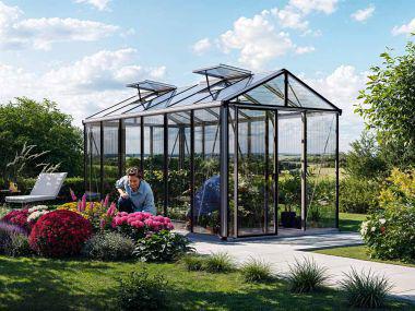 Gewaechshaus DIAMAS 24. Das Gewaechshaus klein mit 16 mm ALLTOP Plexiglas. Gewächshäuser nach eigenen Bedürfnissen konfigurierbar. Ein Glashaus der GFP Profi Gewaechshaus Serie. Ein Gewaechshaus selber bauen in den Farben Aluminium-Natur, Anthrazit oder G