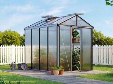 Gewaechshaus COMPACT 4, Glashaus in zwei Farben erhaeltlich, mit der Tuer in der Frontwand