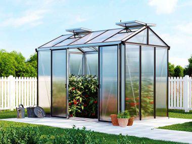 Gewächshaus COMPACT 5-Pulverbeschichtet Anthrazit RAL7016-Aktionsset - Profi 2