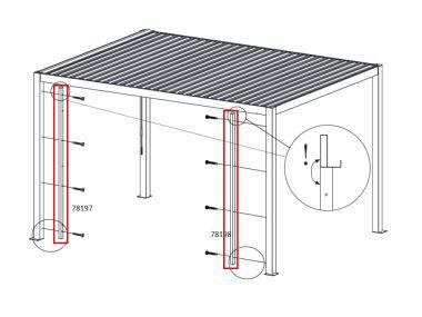 Verbindungsprofil-Set für Lamellenwand 389 cm Seite (nur bei 4 Stück erforderlich)