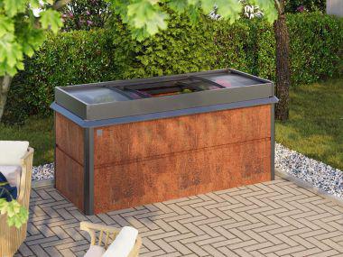 Design Hochbeet NELE L-inkl. Frühbeetaufsatz und Schneckenschutz