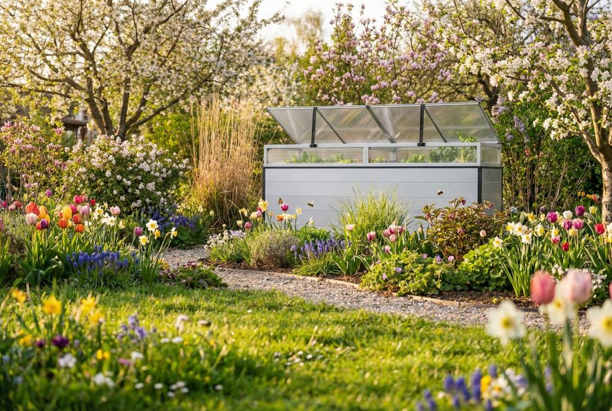 Hochbeet mit Frühbeetaufsatz
