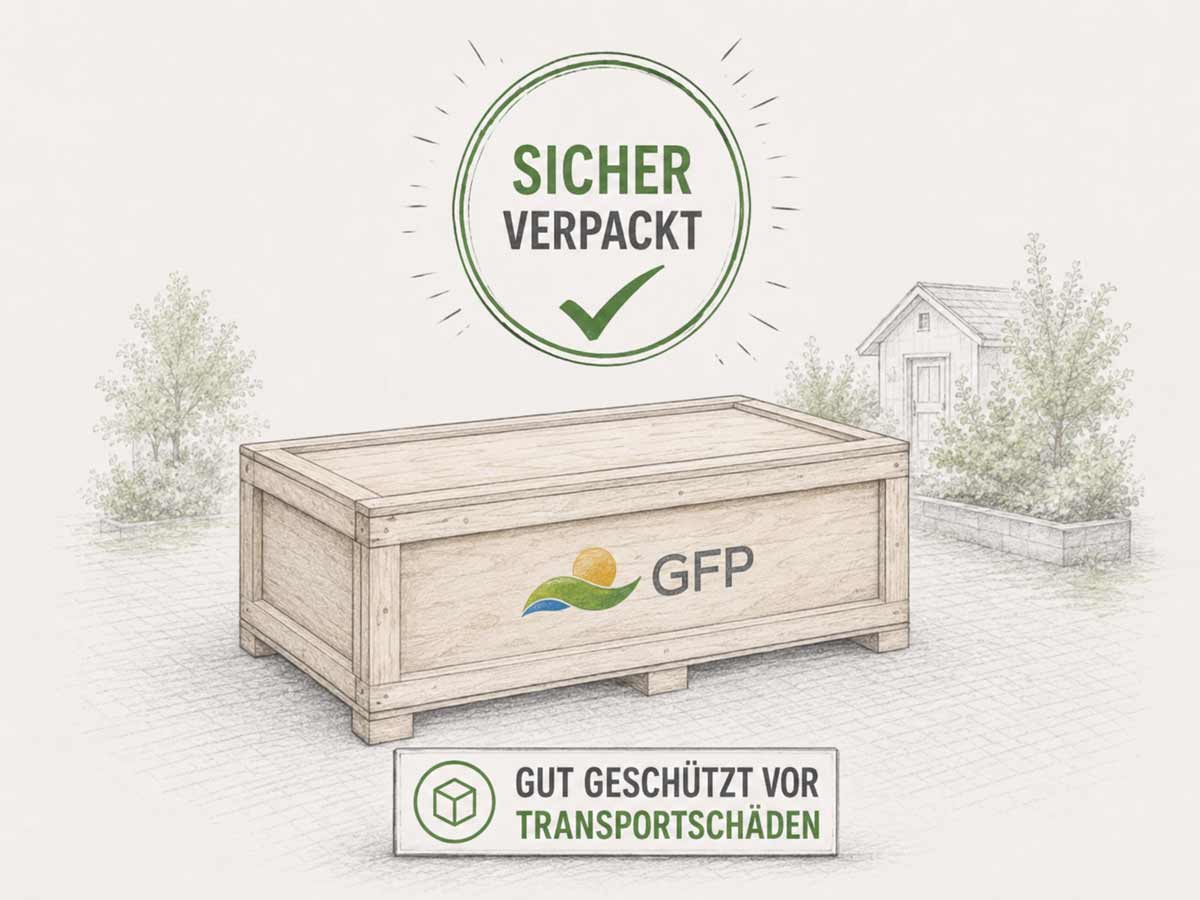 Metallgerätehaus sicher verpackt