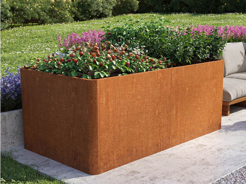 Hochbeet aus Cortenstahl 186x100x80 cm, Matgerialstärke 2 mm, Edelrost Hochbeet, Hochbeet Bausatz, Hochbeet Metall, Hochbeet Stahl