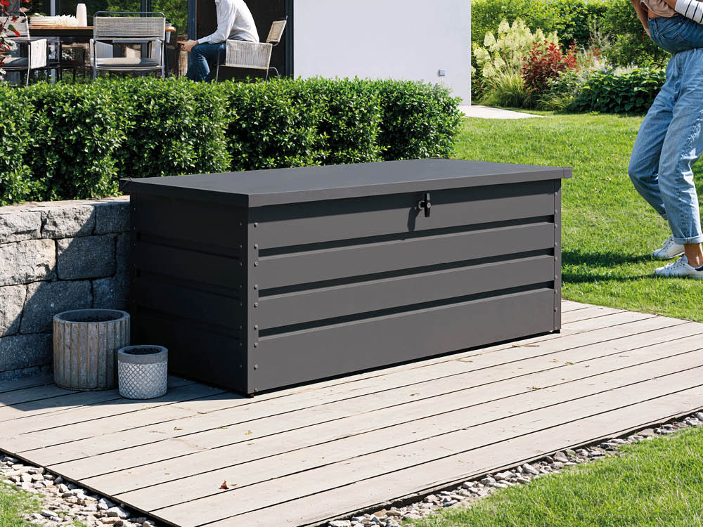 FREIZEITBOX 152 x 69 x 61 cm – Stilvolle Aufbewahrungsbox für den Garten: Ideale Gartenbox und Auflagenbox. Gerätebox in edlem Design.