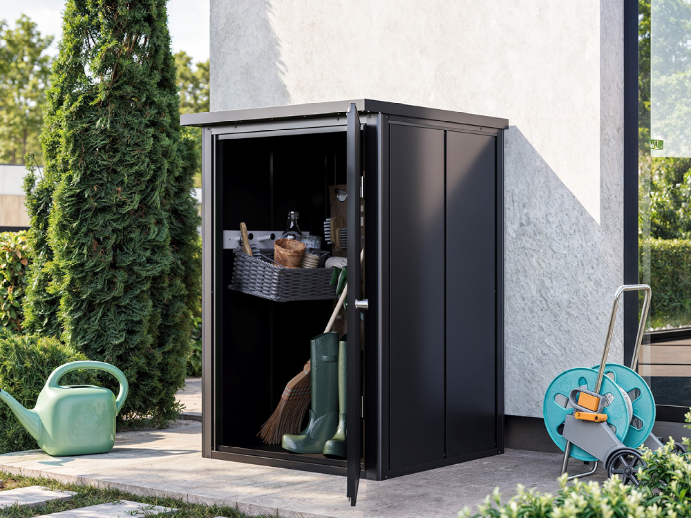 Geräteschrank 84 x 84 x 131 cm – Stilvoller Geräteschrank für den Garten: Der perfekte Gartenschrank und Auflagenschrank. Hochwertiger Stahlschrank im