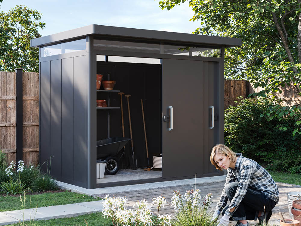 Metallgerätehaus 284x220 cm, Türhöhe: 188 cm, Dachlast: 200 kg/m², stabil, wetterfest, hochwertiges Metall-Gartenhaus für die sichere Aufbewahrung von