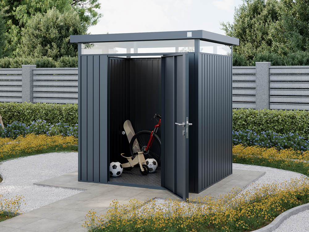 Metallgerätehaus 180x150 cm, Türhöhe: 173 cm, Dachlast: 150 kg/m², stabil, wetterfest, hochwertiges Metall-Gartenhaus für die sichere Aufbewahrung von