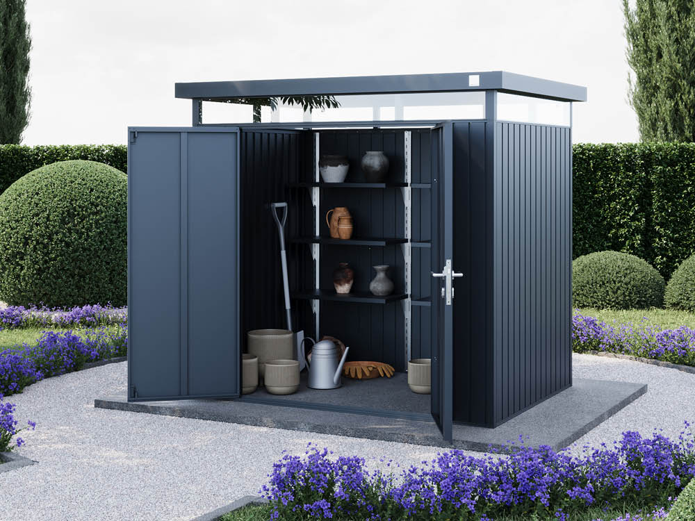 Metallgerätehaus 210x150 cm, Türhöhe: 173 cm, Dachlast: 150 kg/m², stabil, wetterfest, hochwertiges Metall-Gartenhaus für die sichere Aufbewahrung von