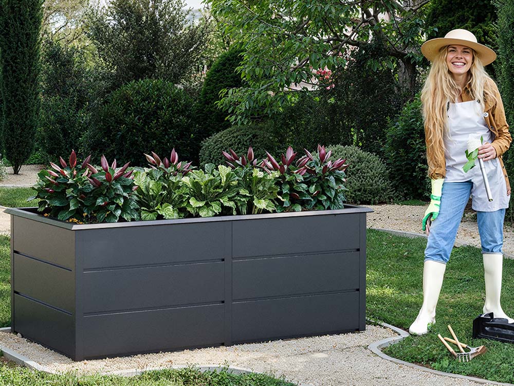 Hochbeet 175x75x78 cm, unkomplizierte Montage, keine Innenfolie notwendig, pflegeleicht und mit zeitgemäßem Design. Hergestellt in Österreich, perfekt