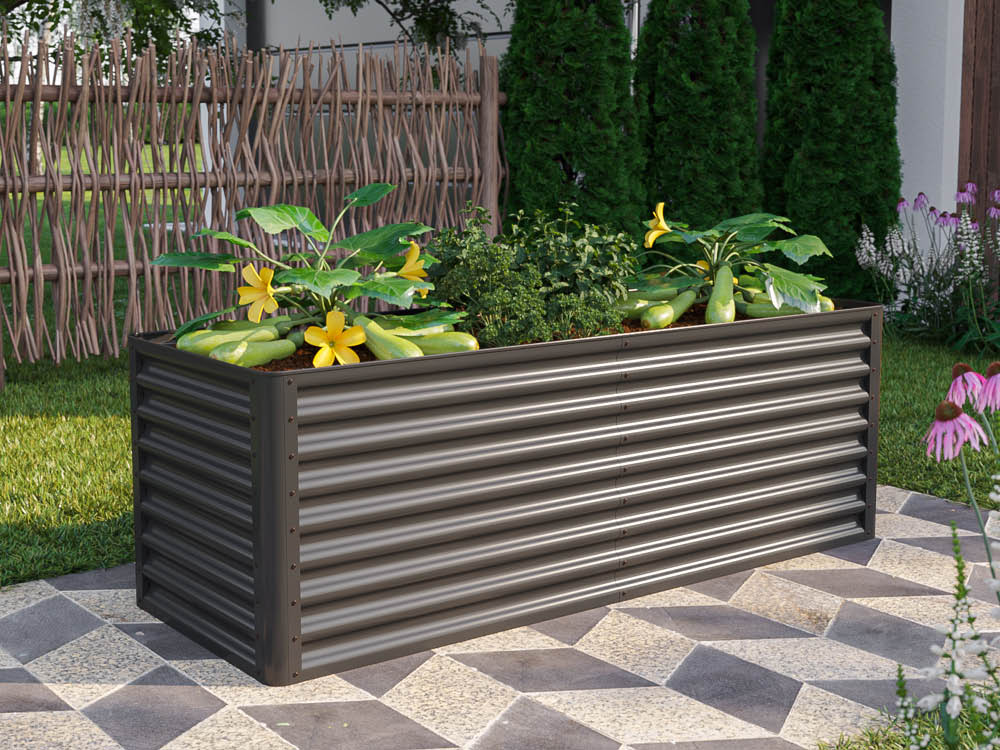 Hochbeet Stahl 190x70x65 cm - einfache Montage, ohne Innenfolie, wartungsarm und einem modernen Design, konstruiert in Österreich. Ideal für den 