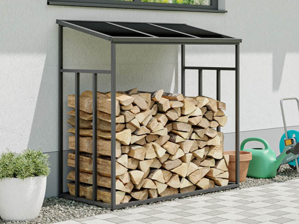 Holzlagerregal 143 x 72 cm, Höhe: 145,5 cm, stabil, wetterfest, hochwertiges Material für die sichere Aufbewahrung von Brennholz!