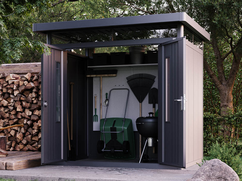 Metallgerätehaus 249x220 cm, Türhöhe: 184 cm, Dachlast: 200 kg/m², stabil, wetterfest, hochwertiges Metall-Gartenhaus für die sichere Aufbewahrung von