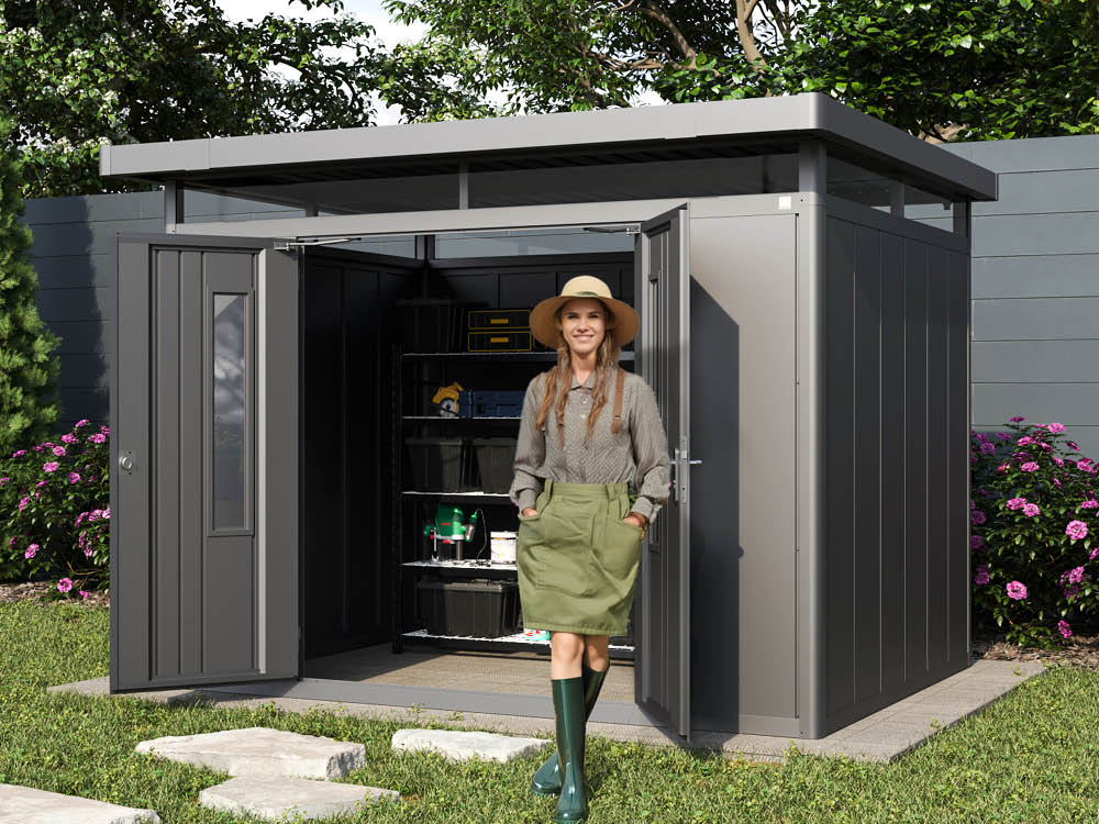 Metallgerätehaus 319x268 cm, Türhöhe: 184 cm, Dachlast: 200 kg/m², stabil, wetterfest, hochwertiges Metall-Gartenhaus für die sichere Aufbewahrung von