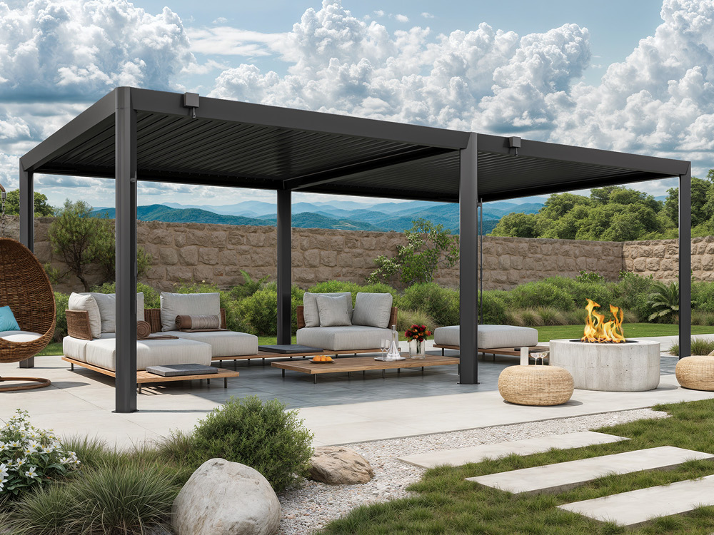 Pergola Magnus Aluminium 700 x 400 cm Anthrazit – Pergola mit verstellbaren Aluminium Hohlkammerlamellen