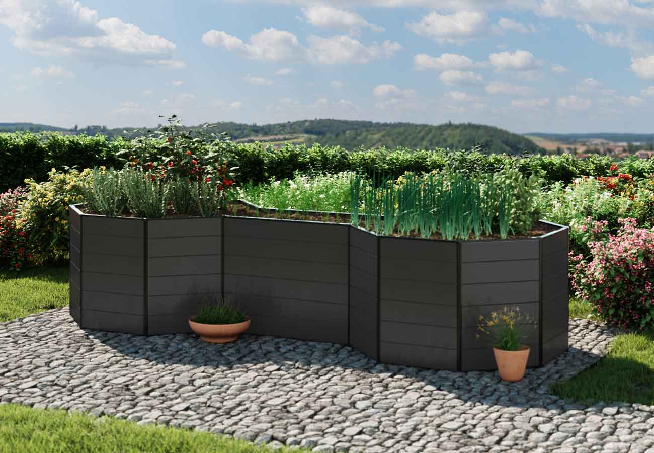 Hochbeet Sabine - Alu 455x131 cm, Designed IN AUSTRIA, wartungsfrei, 4 Farben, Hochbeet Bausatz, Hochbeet Metall, Hochbeet Aluminium