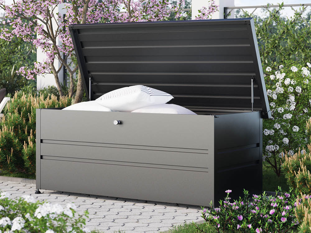 FREIZEITBOX 182 x 84 x 72 cm – Stilvolle Aufbewahrungsbox für den Garten: Ideale Gartenbox und Auflagenbox. Gerätebox in edlem Design.