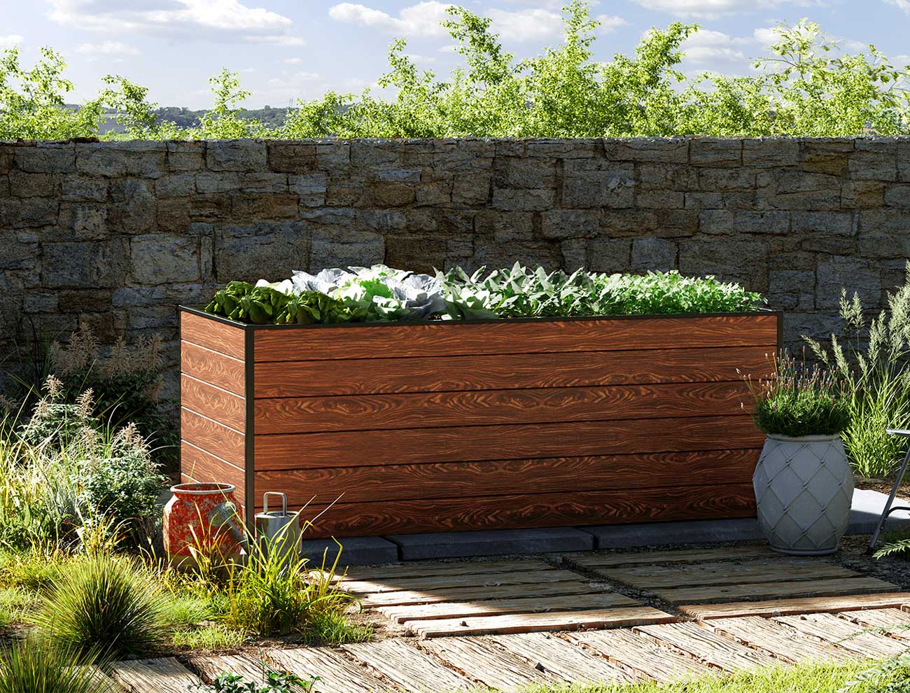 Hochbeet - Alu 195x99x77 cm, Designed IN AUSTRIA, wartungsfrei, 4 Farben, mit Frühbeet erh., Hochbeet Bausatz, Hochbeet Metall, Hochbeet Aluminium